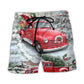 Santa Red Truck Christmas Beach Shorts For Weekend Escapes And Comfortable Daily Wear