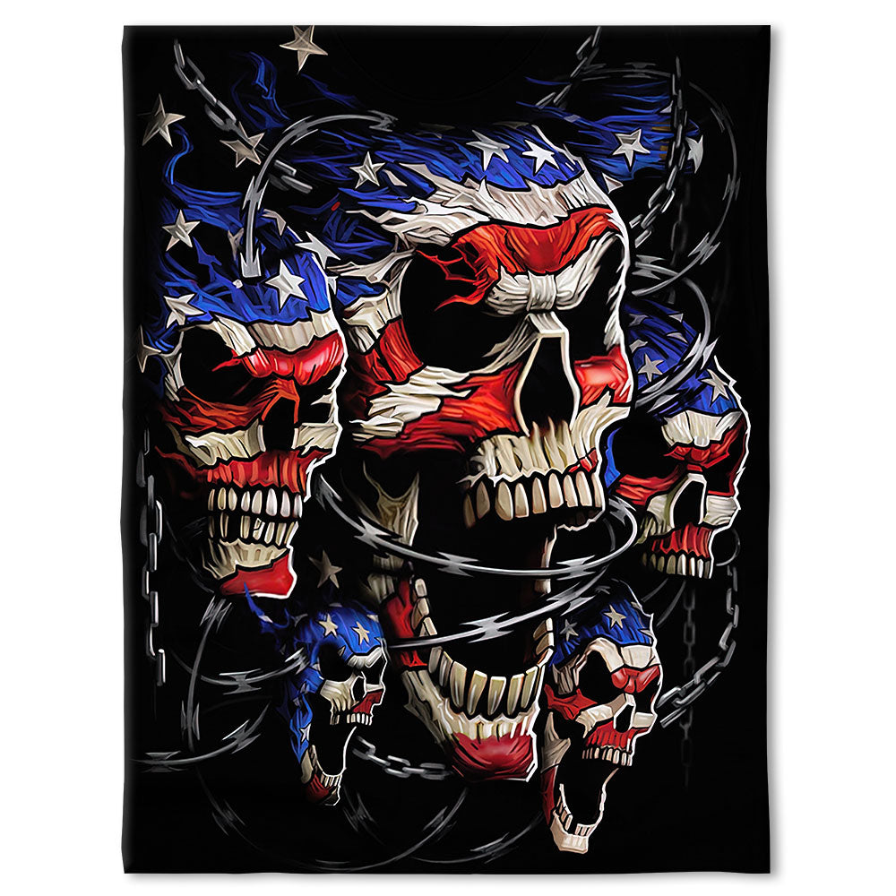 Skull Love America Forever Flannel Blanket For Cozy Bedroom Sofa Decor