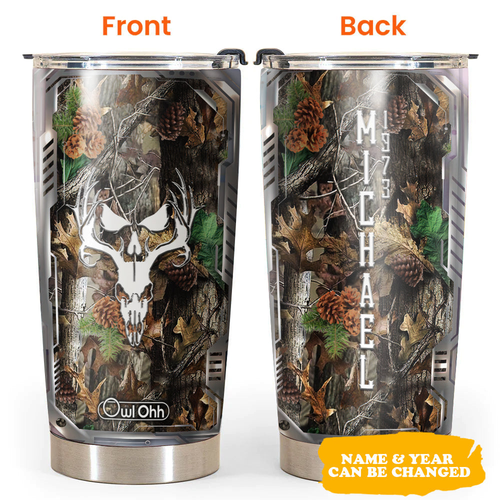 Deer Camouflage Skull Personalized 20 Oz Tumbler For Coffee Travel And Daily Drinks