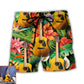 Guitar Various Style Tropical Floral Personalized Photo Beach Shorts Pattern View For Coastal Holidays And Casual Activities