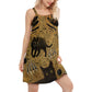Cat Playful Paws V-Neck Sleeveless Cami Dress For Beach Trips And Charming Warm Weather Outfits