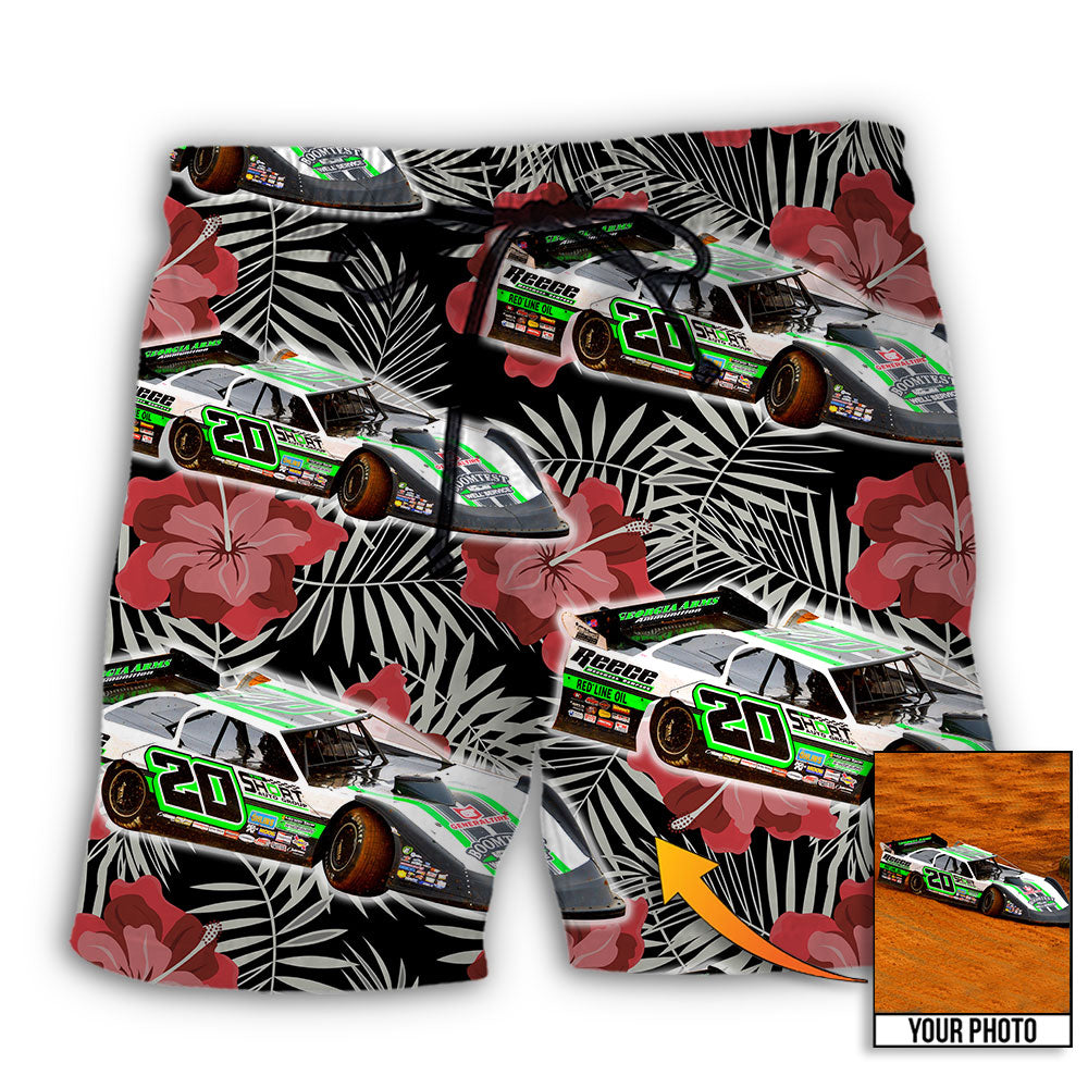 Car Floral Various Style Personalized Photo Beach Shorts Print Detail For Beach Activities And Vacation Wear