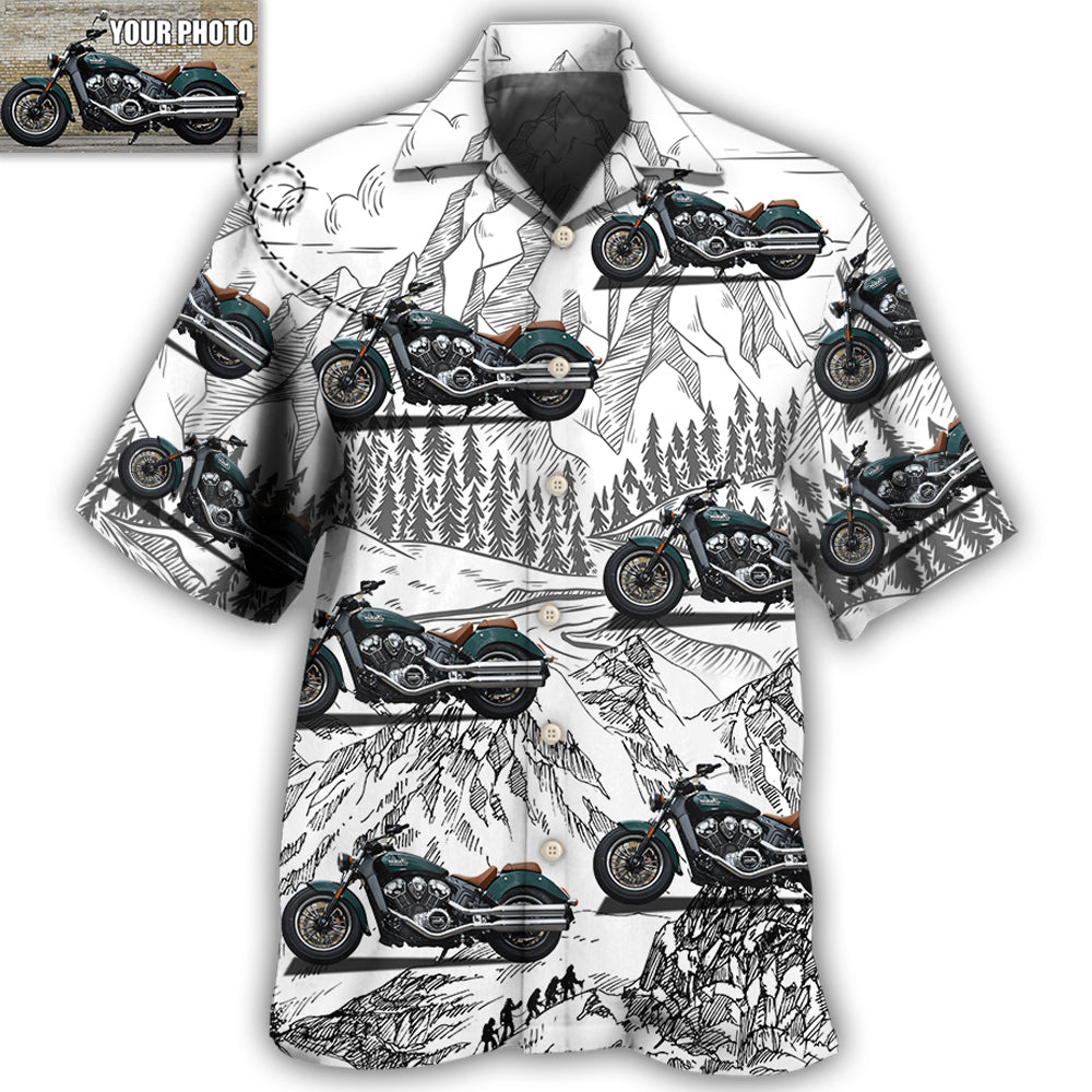 Motorcycle Personalized Photo Hawaiian Shirt Artwork View For Tropical Vacations