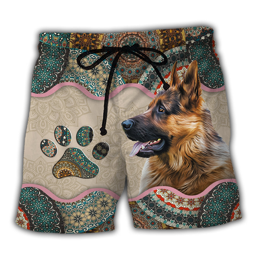 German Shepherd Cool Dog Beach Shorts Design View For Poolside Relaxation And Holiday Trips