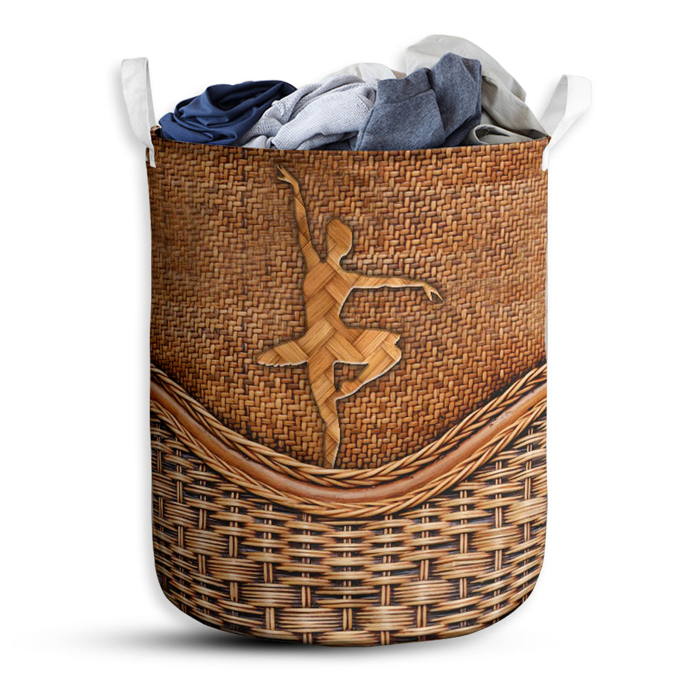 Small Size Ballet Dance 2 Rattan Texture Laundry Basket For Bathroom Bedroom Storage