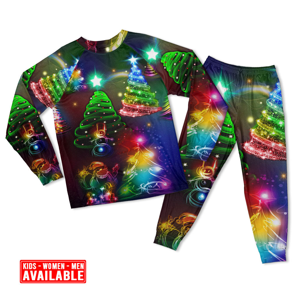 Christmas Tree Joyful Holiday Wishes Long Sleeve Pajamas Set For Christmas Mornings And Relaxed Lounging