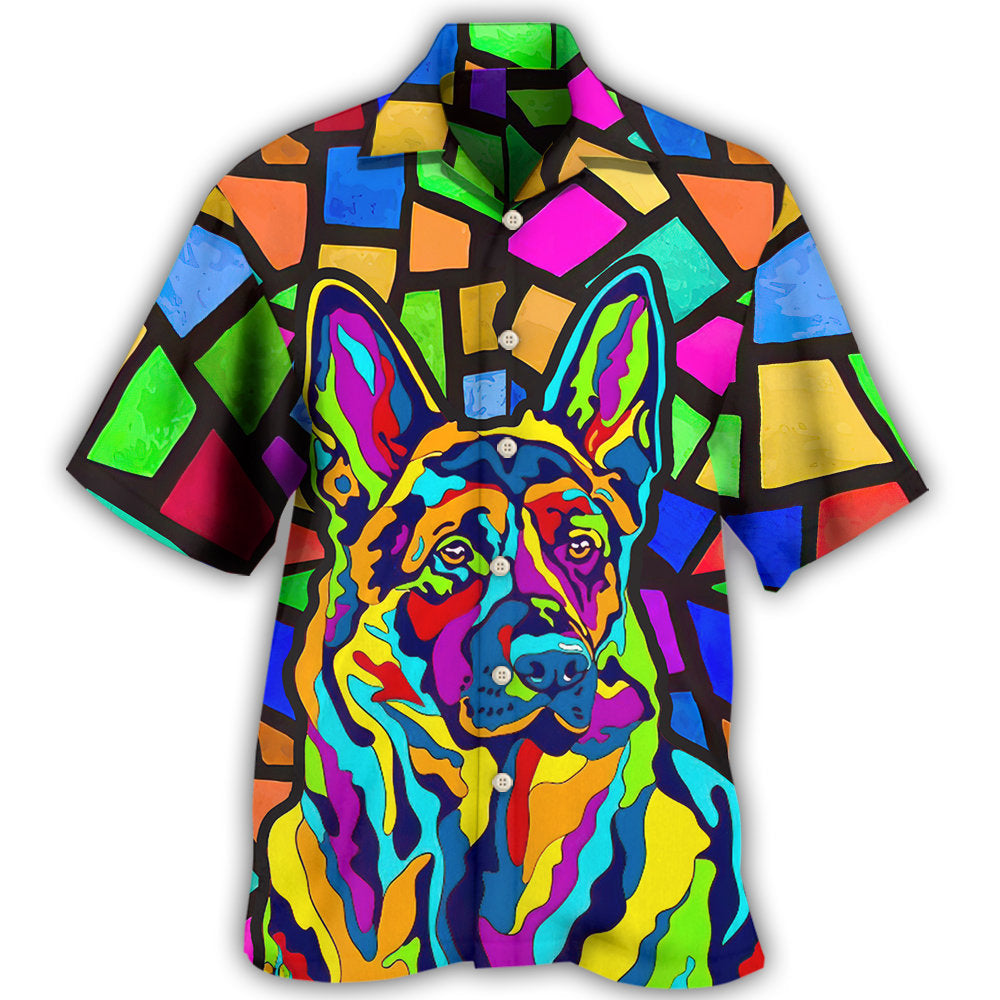 Creative German Shepherd Dog Hawaiian Shirt Collar And Front View For Beach Days