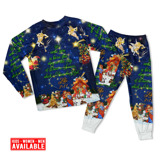 Nativity Christmas Celebration Long Sleeve Pajamas Set For Christmas Sleepwear And Family Lounging