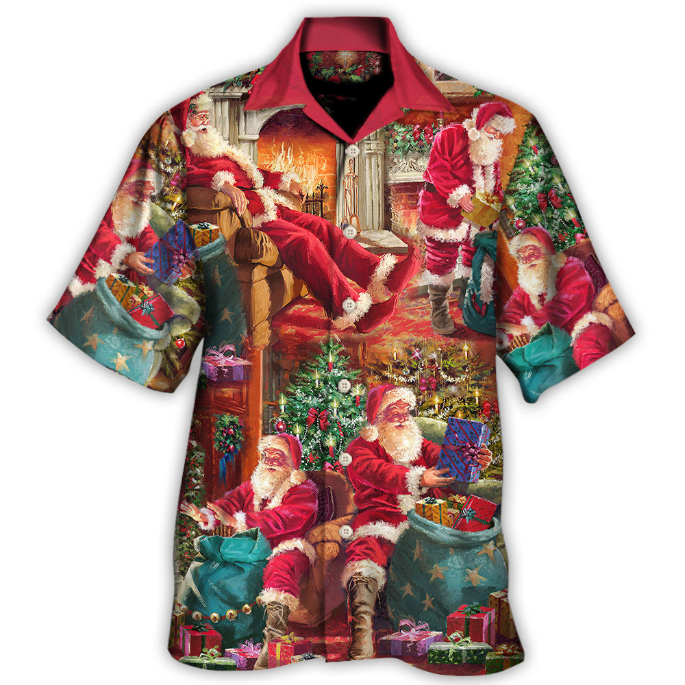 Christmas Santa Story Cozy Hawaiian Shirt Design Detail For Sunny Adventures And Casual Wear