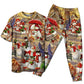Playful Snowman Couple Christmas Short Sleeve Pajamas Set For Christmas Sleepwear And Family Lounging