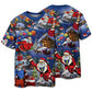 Flying Santa Christmas Short Sleeve Pajamas Set For Christmas Sleepwear And Family Lounging