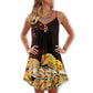 Tacos Fast Food Delicious V-Neck Sleeveless Cami Dress For Summer Vacations Festivals And Casual Everyday Wear