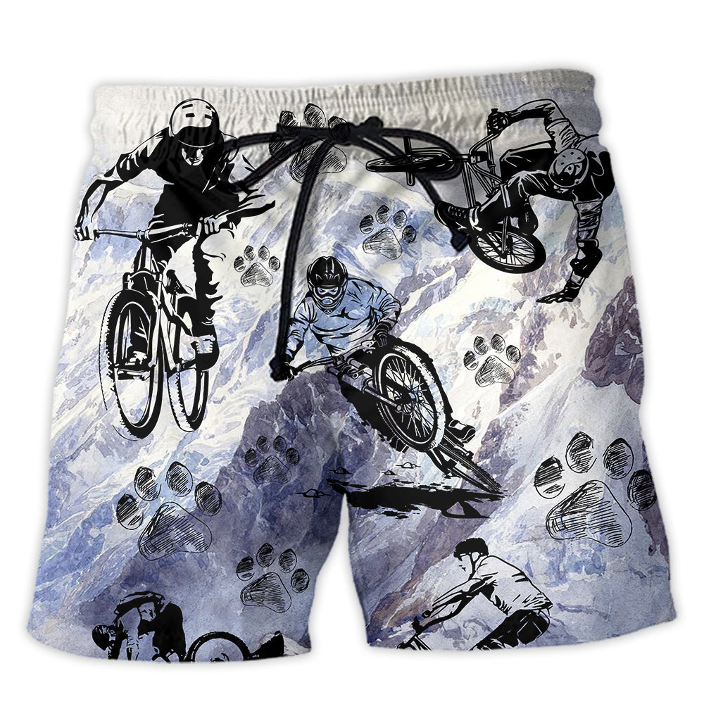 Bike And Dog Lover Minimal Beach Shorts For Road Trips And Coastal Travel