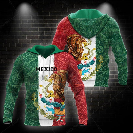 Mexican Flag Pattern Hoodie For Traditional Artwork Lovers Travel And Relaxed Daily Outfits