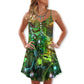 Mysterious Cat Starry Night V-Neck Sleeveless Cami Dress For Playful Summer Getaways And Thoughtful Gift Giving