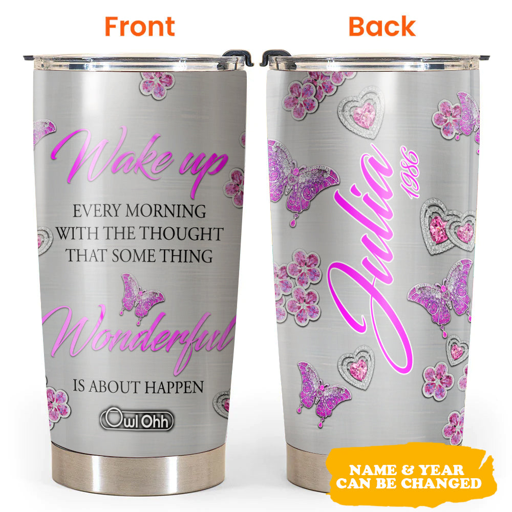 Butterfly Pink Diamond Jewelry Personalized 20 Oz Tumbler For Coffee Travel And Daily Drinks