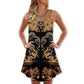 Royal Asian Dragon Art V-Neck Sleeveless Cami Dress For Fantasy Festivals Parties And Bold Summer Styling