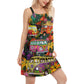 Hippie Van Peace Sunflowers V-Neck Sleeveless Cami Dress For Music Festivals And Thoughtful Boho Gifting