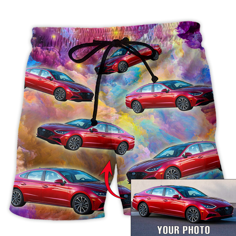 Car Tropical Various Style Personalized Photo Beach Shorts For Warm Weather Travel And Everyday Comfort