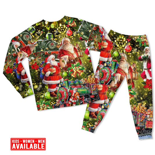 Santa Christmas Gift Delivery Long Sleeve Pajamas Set For Holiday Bedtime And Cozy Home Wear