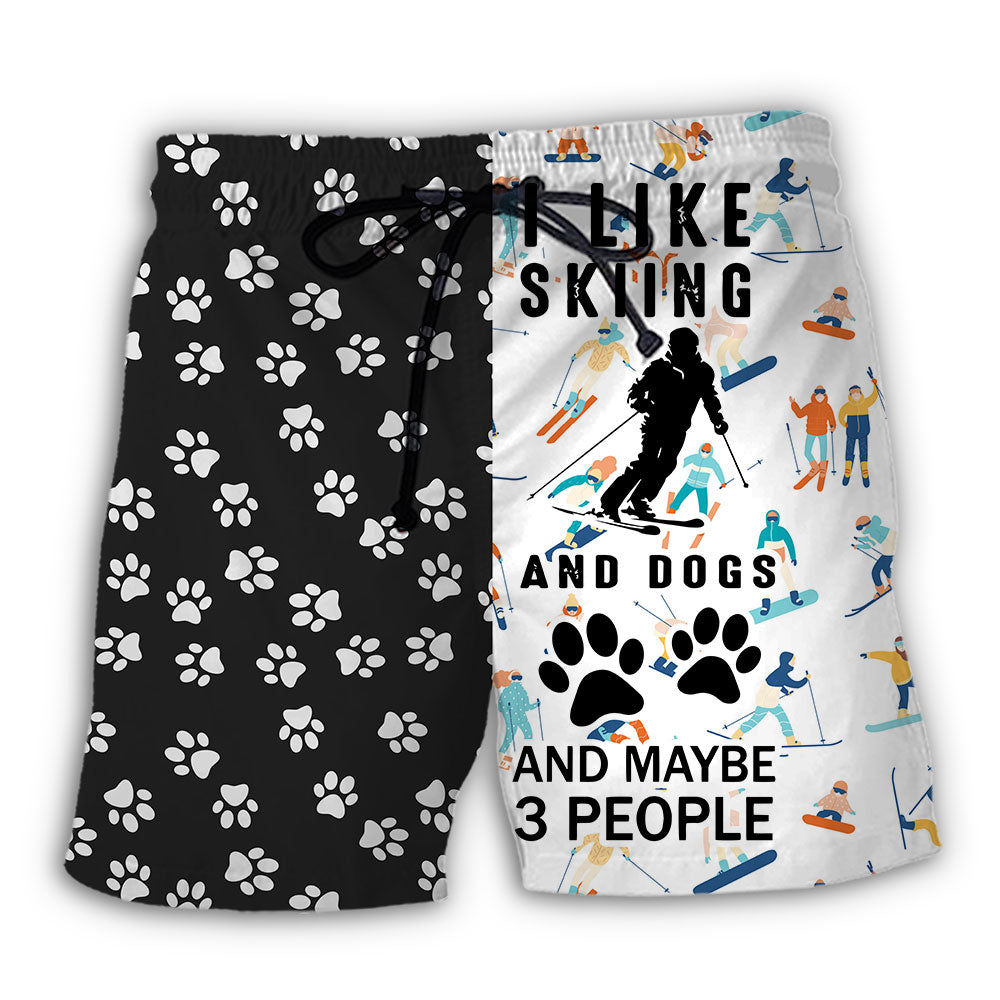 Skiing And Dog Lover Fun Beach Shorts Pattern View For Wildlife Fans And Beach Days