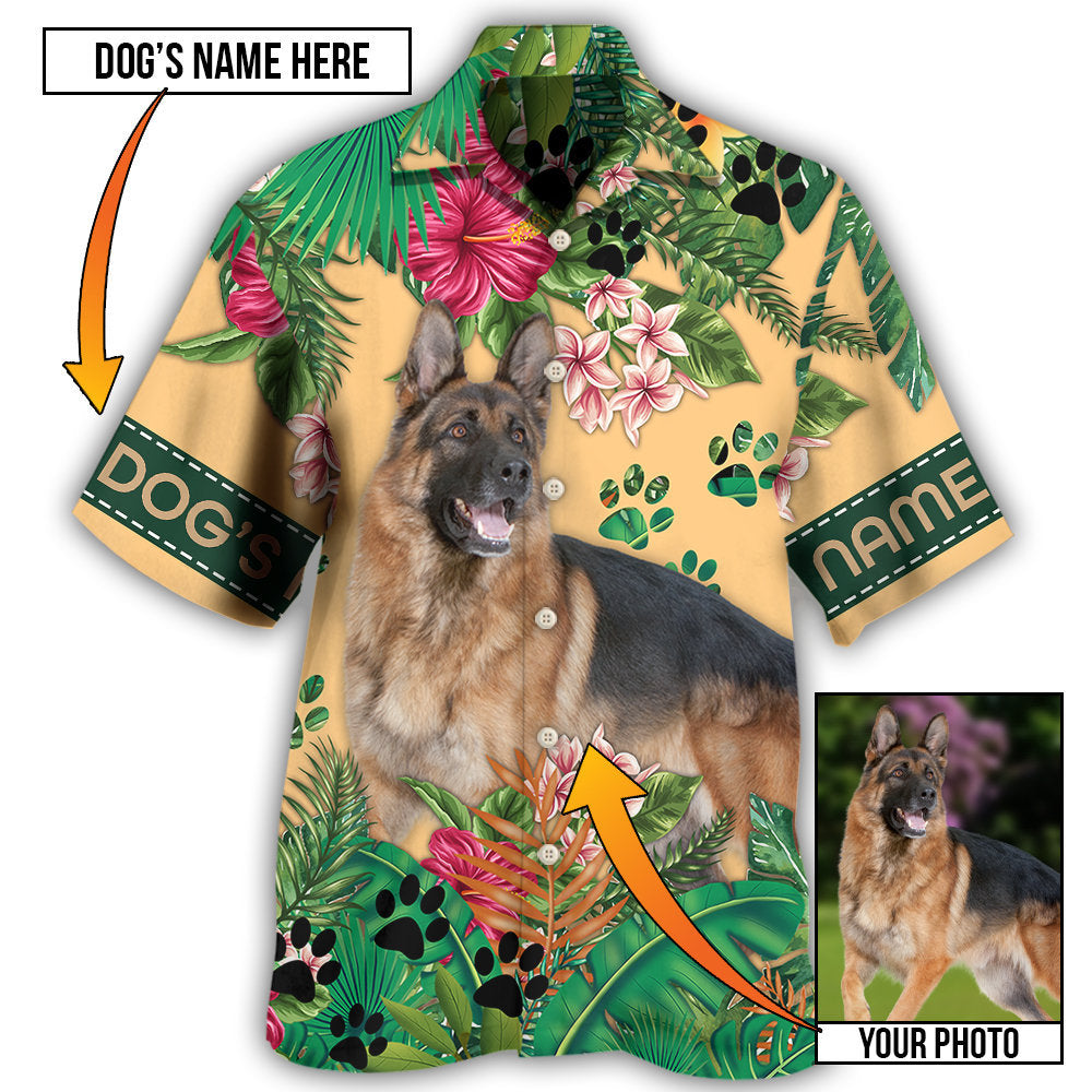 German Shepherd Strong Dog Personalized Photo Hawaiian Shirt Design View For Weekend Trips