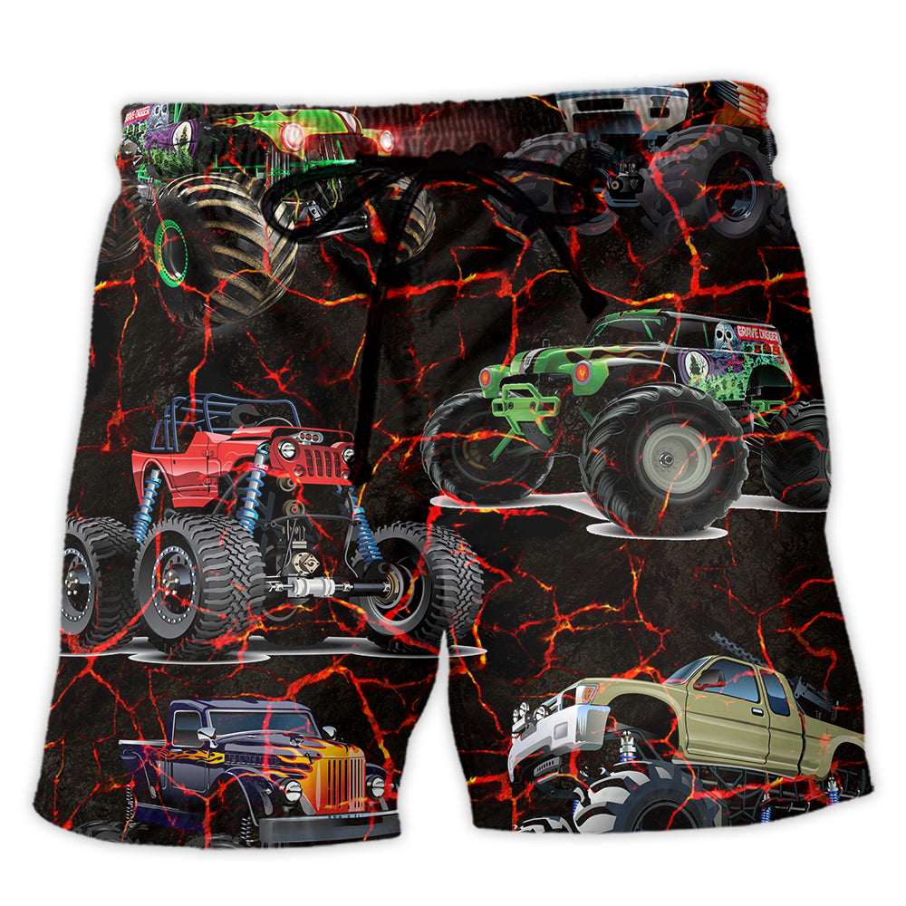 Monster Truck Lava Beach Shorts For Beach Trips And Relaxed Vacation Styling
