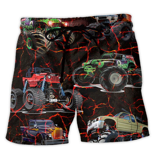 Monster Truck Lava Beach Shorts For Beach Trips And Relaxed Vacation Styling