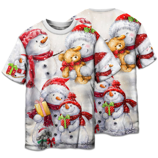 Happy Snowman Couple Christmas Short Sleeve Pajamas Set For Festive Sleepovers And Family Photos