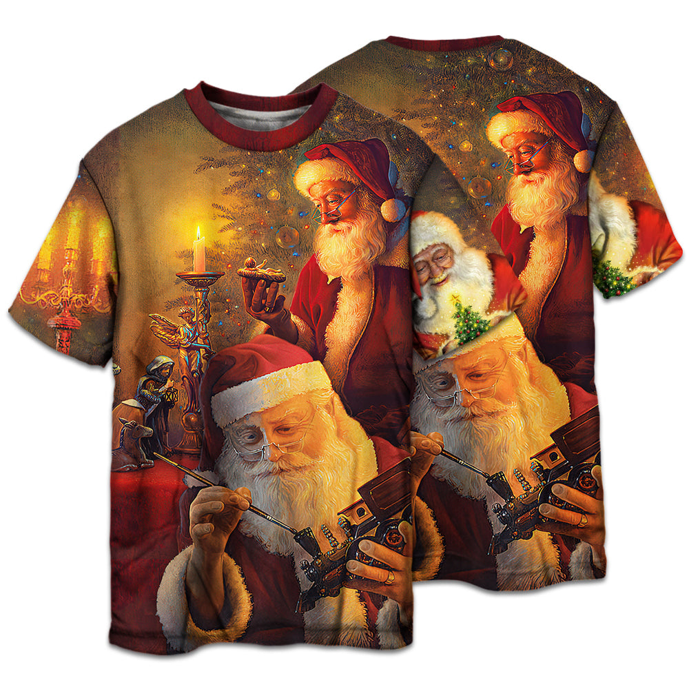 Santa Christmas Spirit Short Sleeve Pajamas Set For Winter Nights And Thoughtful Gifting