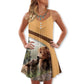 Old Bear And Honey Home V-Neck Sleeveless Cami Dress For Vacations And Casual Warm Weather Wear