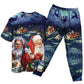Happy Santa Christmas Short Sleeve Pajamas Set For Holiday Travel And Comfortable Home Wear