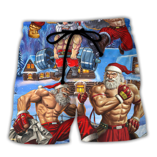 Christmas Santa Fitness Beach Shorts For Beach Days And Bright Seasonal Outfits