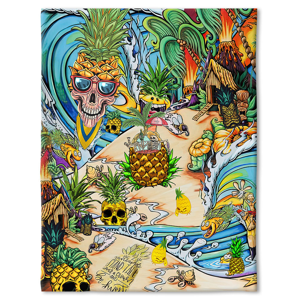 Skull Pineapple Fruit Flannel Blanket For Cozy Bedroom Sofa Decor