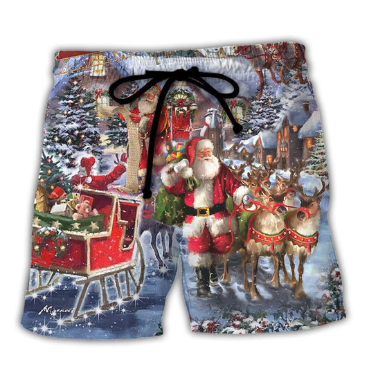 Christmas Santa Beach Shorts For Tropical Holidays And Bright Seasonal Outfits