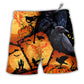 Halloween Raven Pumpkin Scary Hawaiian Print Beach Shorts For Coastal Trips And Outdoor Wear
