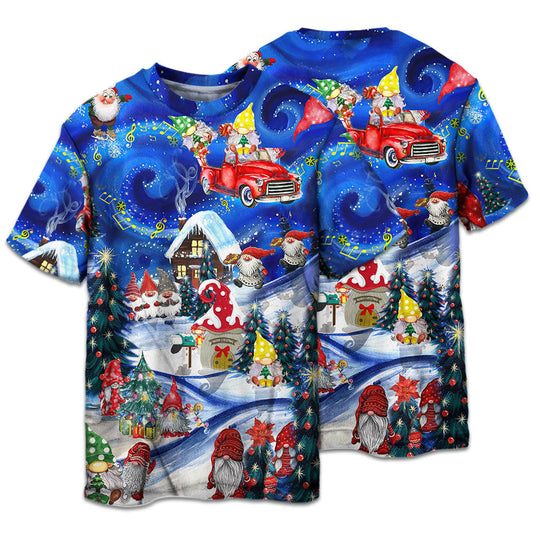 Festive Gnome Friends Christmas Short Sleeve Pajamas Set For Christmas Mornings And Relaxed Lounging