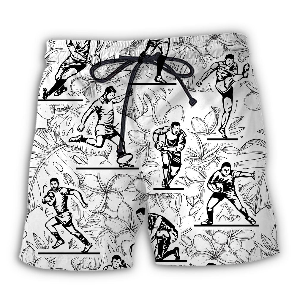Rugby Tropical Leaf Ball Beach Shorts For Summer Vacation And Coastal Travel