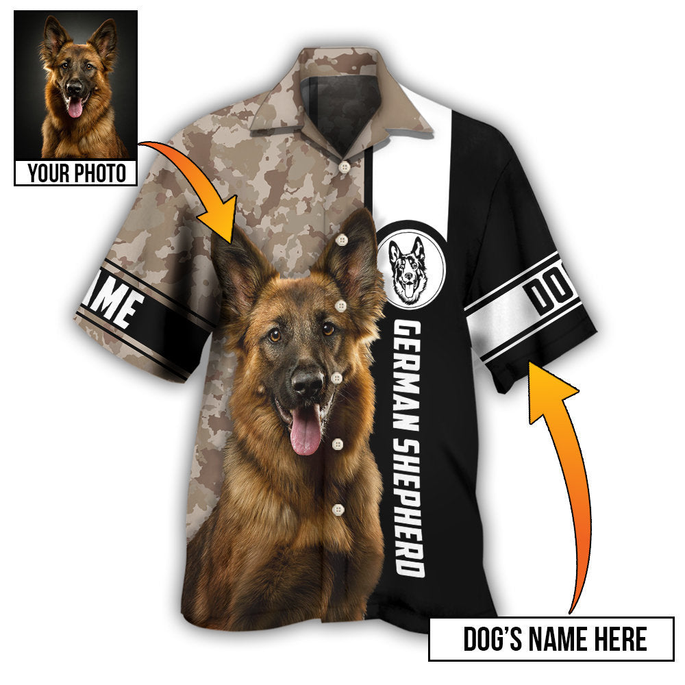 German Shepherd Strong Dog Personalized Photo Hawaiian Shirt Creative Print View For Weekend Trips