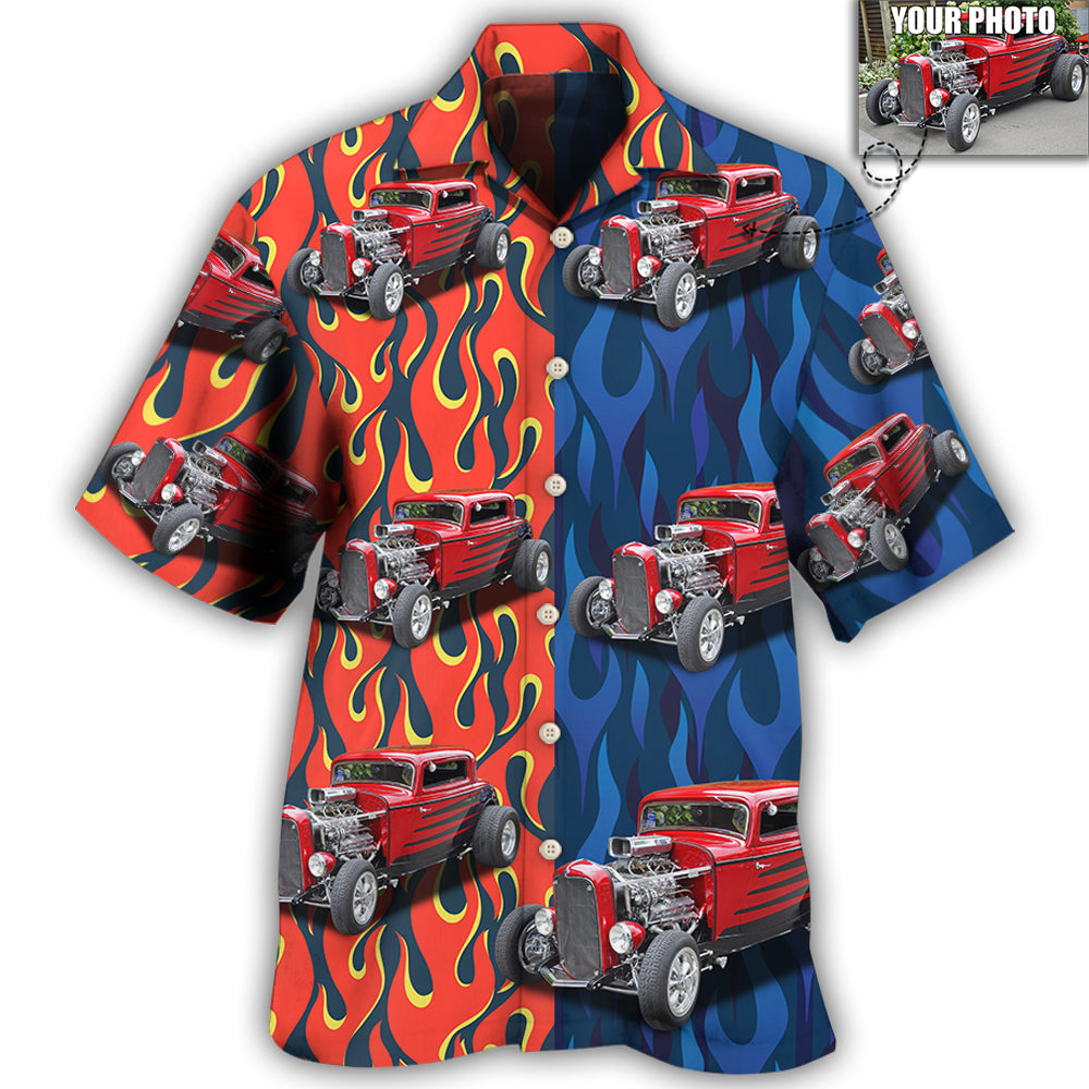Hot Rod Various Custom Photo Hawaiian Shirt Pattern View For Relaxed Warm Weather Outfits