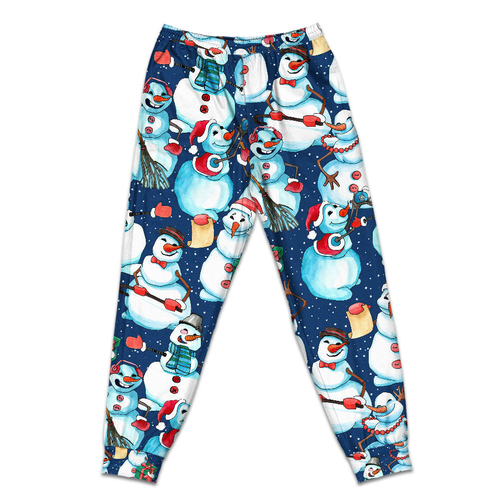 Happy Snowman Christmas Short Sleeve Pajamas Set For Winter Nights And Thoughtful Gifting