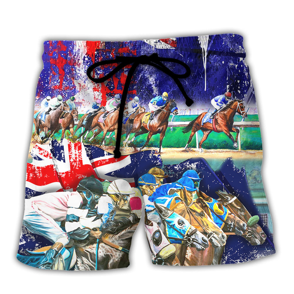 Horse Racing Beach Shorts For Poolside Relaxation And Travel Ready Comfort