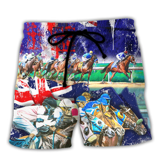 Horse Racing Beach Shorts For Poolside Relaxation And Travel Ready Comfort