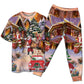 Santa Christmas Gift Delivery Short Sleeve Pajamas Set For Holiday Bedtime And Cozy Home Wear