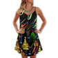 Christmas Celebration Neon Party V-Neck Sleeveless Cami Dress For Summer Events And Comfortable Everyday Style