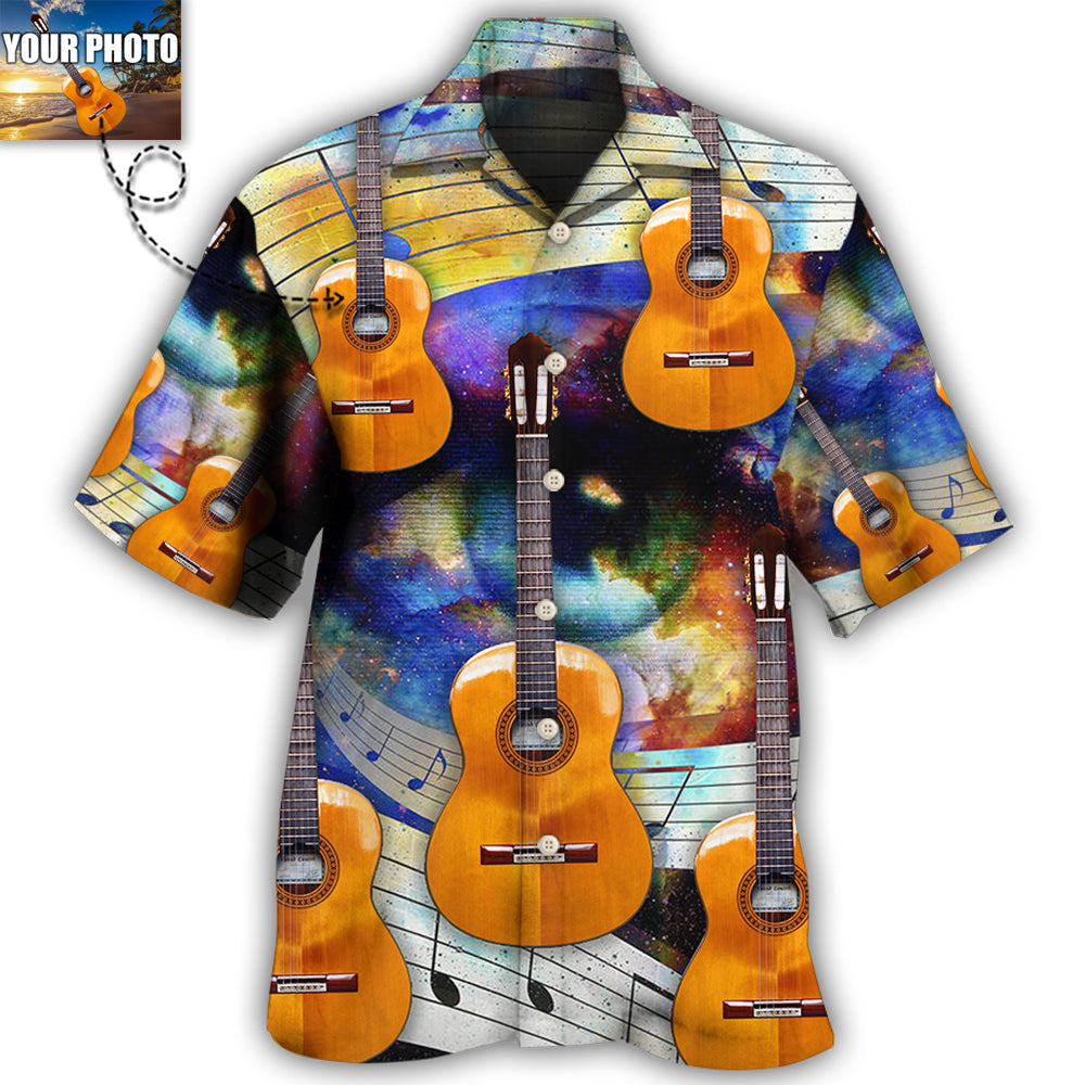 Guitar Various Custom Photo Hawaiian Shirt Design View For Casual Summer Styling