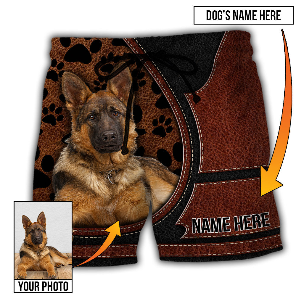 German Shepherd Personalized Photo Beach Shorts Print Detail For Beach Activities And Vacation Wear