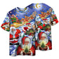Playful Santa Christmas Celebration Short Sleeve Pajamas Set For Christmas Mornings And Relaxed Lounging