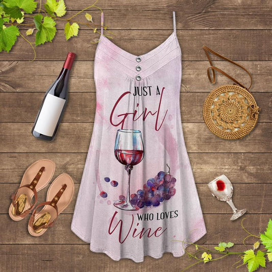 Wine And Summer Vibes Limited 1 – Women's Summer Sleeveless V-Neck Camisole Dress