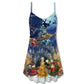 Christmas Family In Love V-Neck Sleeveless Cami Dress For Sunny Getaways And Thoughtful Gifting